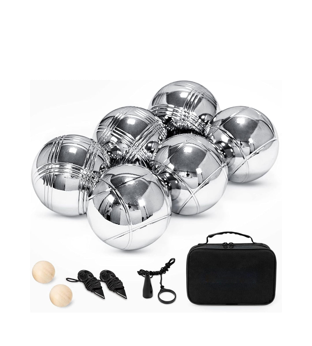 Boule Set 6 Kugeln Metall – Petanque & Boccia Kugeln mit Zielkugel, Magnetischem Kugelheber, Abstand