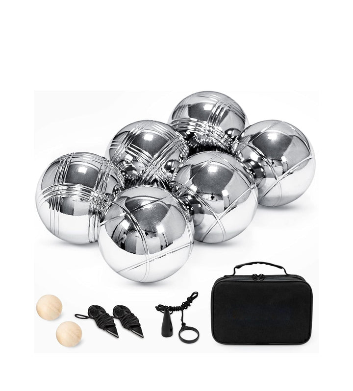 Boule Set 6 Kugeln Metall – Petanque & Boccia Kugeln mit Zielkugel, Magnetischem Kugelheber, Abstand