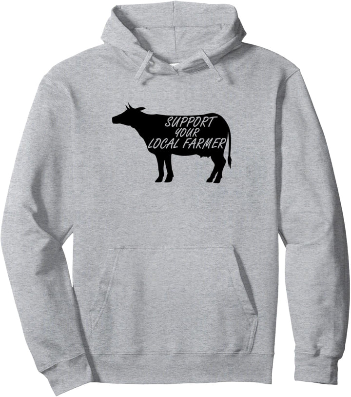 Unterstützen Sie Ihren Landwirt Tier Kuh Rind Pullover Hoodie