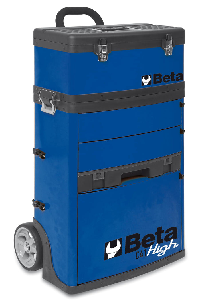 Beta C41H-B Werkzeugtrolley (mobiler Werkzeugkoffer, Werkstattzubehör, robuster Blechrahmen, stapelb
