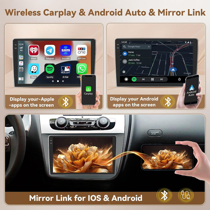 Hikity Android 15 4+128G Autoradio für Seat Altea 2004-2016 mit 9 Zoll Incell Touchscreen, Autoradio
