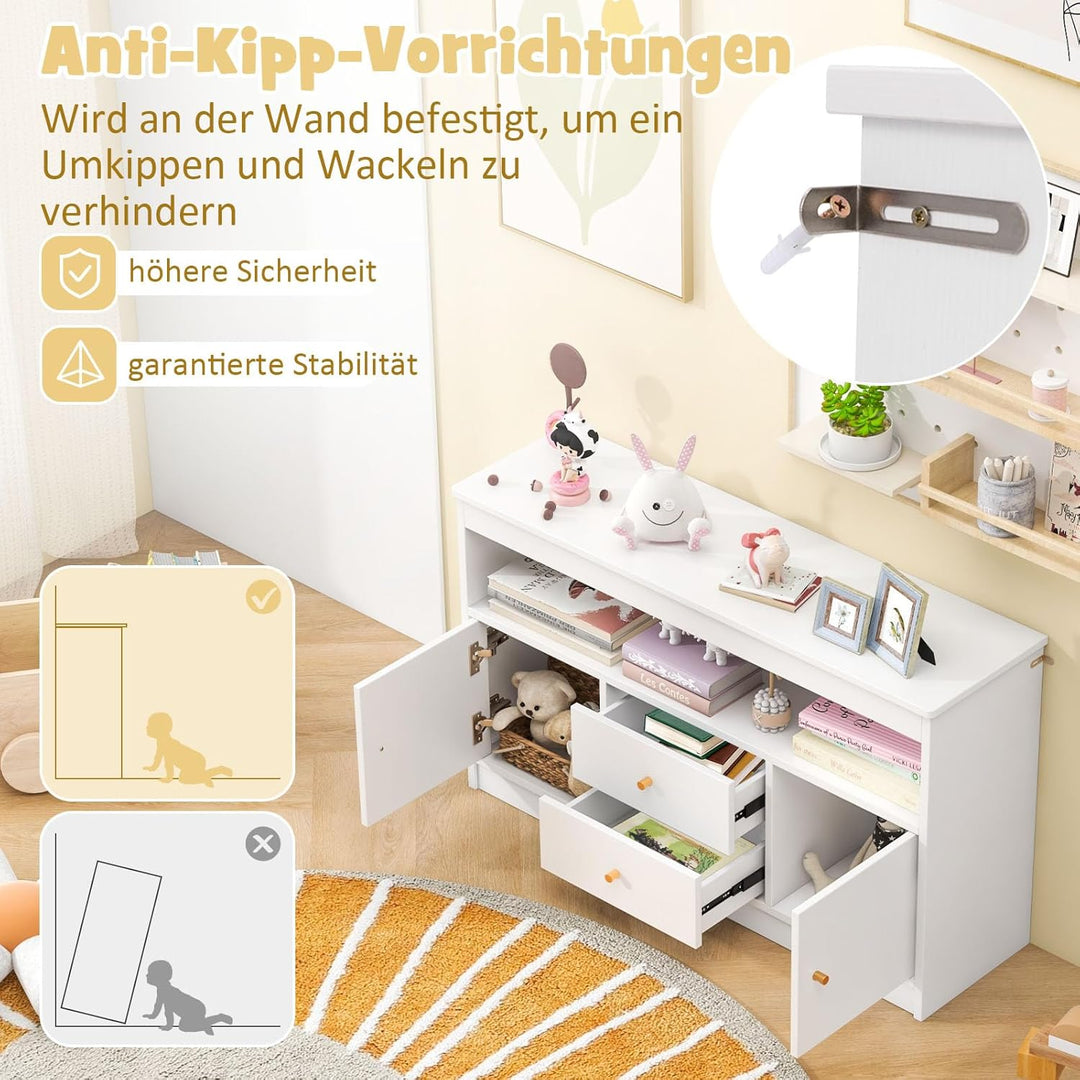 DREAMADE Kinderregal, Spielzeugschrank mit 3 Schubladen, Kinderzimmer Aufbewahrung Spielzeug Organiz