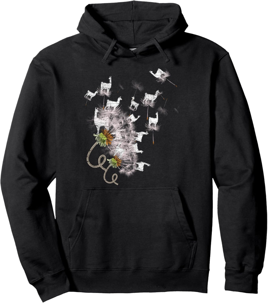 Zoo Tier Lama Geschenk Alpaka Pusteblume Pullover Hoodie