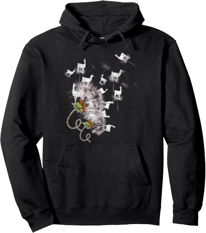 Zoo Tier Lama Geschenk Alpaka Pusteblume Pullover Hoodie