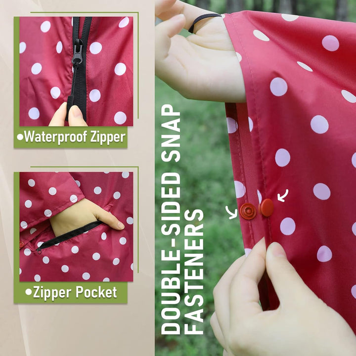 Regen Poncho Jacke Mantel für Erwachsene mit Kapuze wasserdicht mit Reissverschluss im Freien Einhei