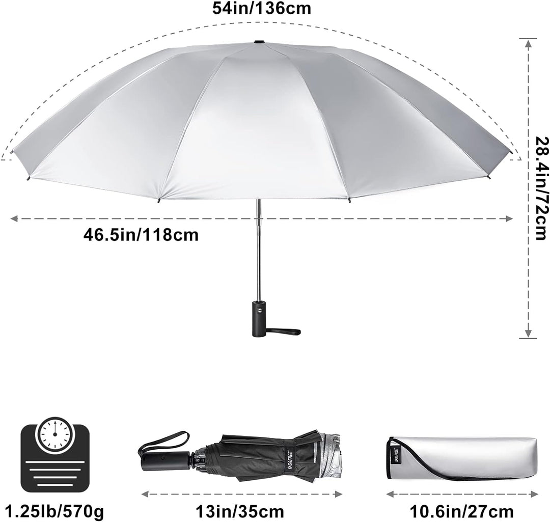 G4Free 54 Zoll Regenschirm Sturmfest Klein mit UPF 50+ UV-Schutz & Auf-Zu-Automatik & Sturmfest & Ko