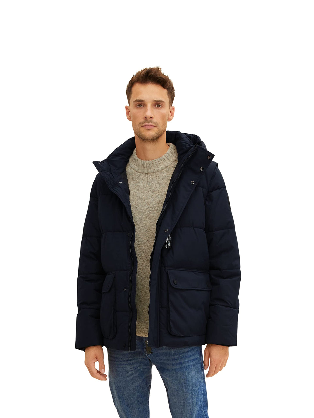 TOM TAILOR Herren puffer jacket with hood S 10668 - Sky Captain Blue, S 10668 - Sky Captain Blue
