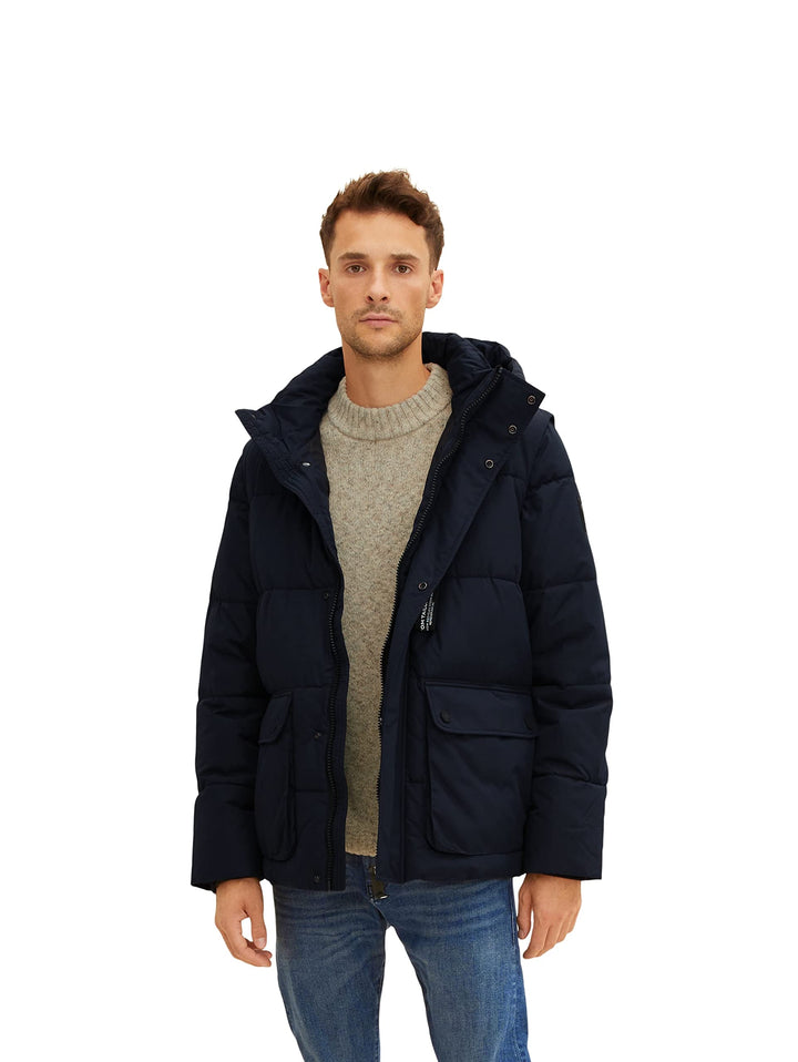 TOM TAILOR Herren puffer jacket with hood M 10668 - Sky Captain Blue, M 10668 - Sky Captain Blue
