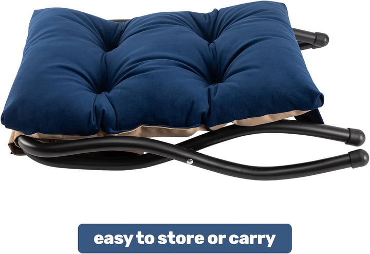 HollyHOME Fusshocker Fussstütze Klapphocker, Faltbar Sitzhocker mit Metallbeinen, Abnehmbar Gepolste