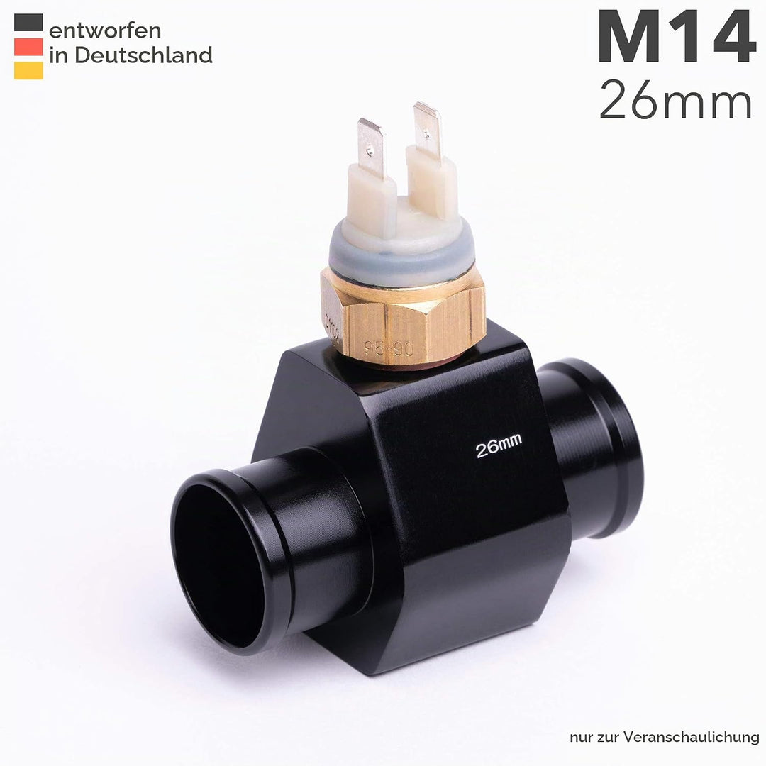 26mm, M14, Adapter Kühlerschlauch Kühlmittel Wasser Temperatur Geber Gewinde M14 metrisch Zusatz Ins