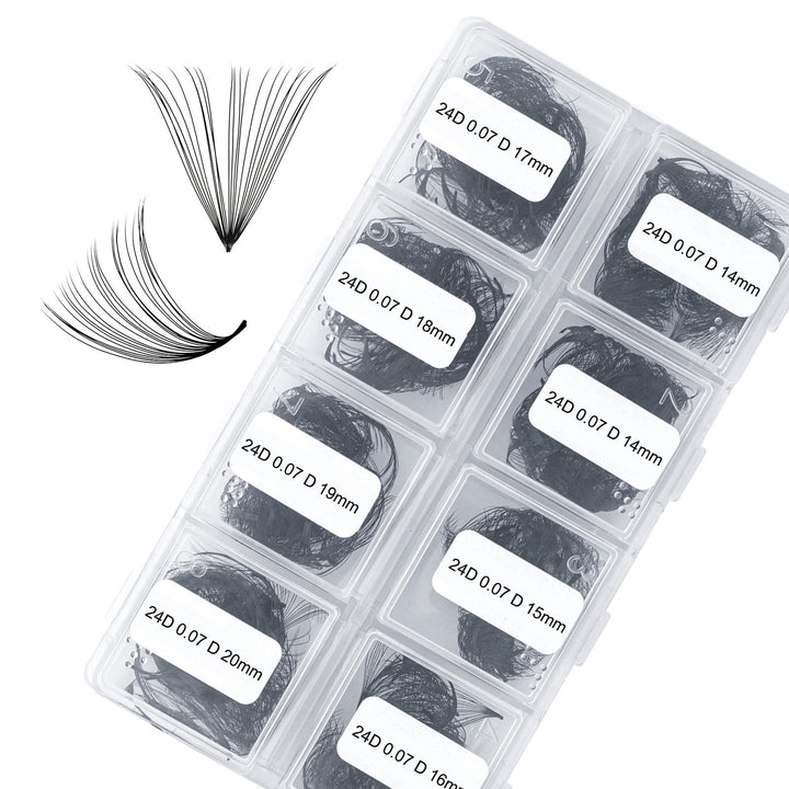 FADLASH 2024 Version Professionell Mixed 600pcs Lash Fächer 24D 14-20mm 0,07mm D Curl Fertig Volumen