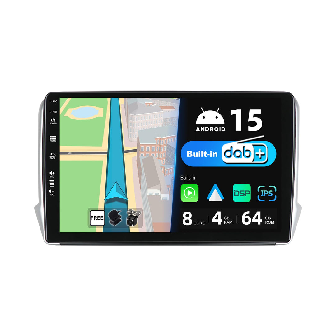 BXLIYER - [Eingebaut DAB] - Android 12 IPS Autoradio Passt für Peugeot 208/2008 (2012-2018) - Kabell