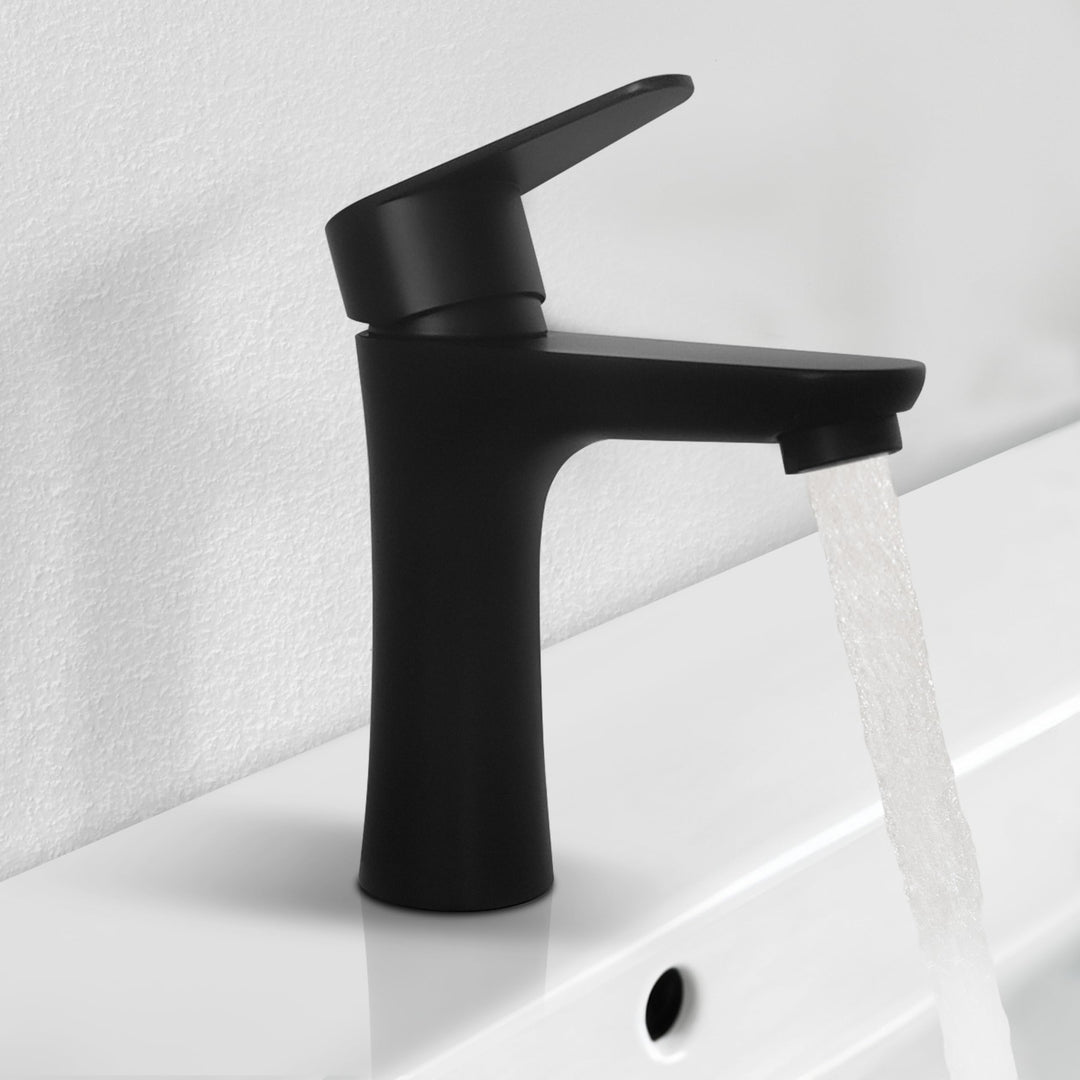 LEODERA Wasserhahn Bad Schwarz, Waschtischarmatur Edelstahl, Einhebelmischer Badezimmer, Waschbecken