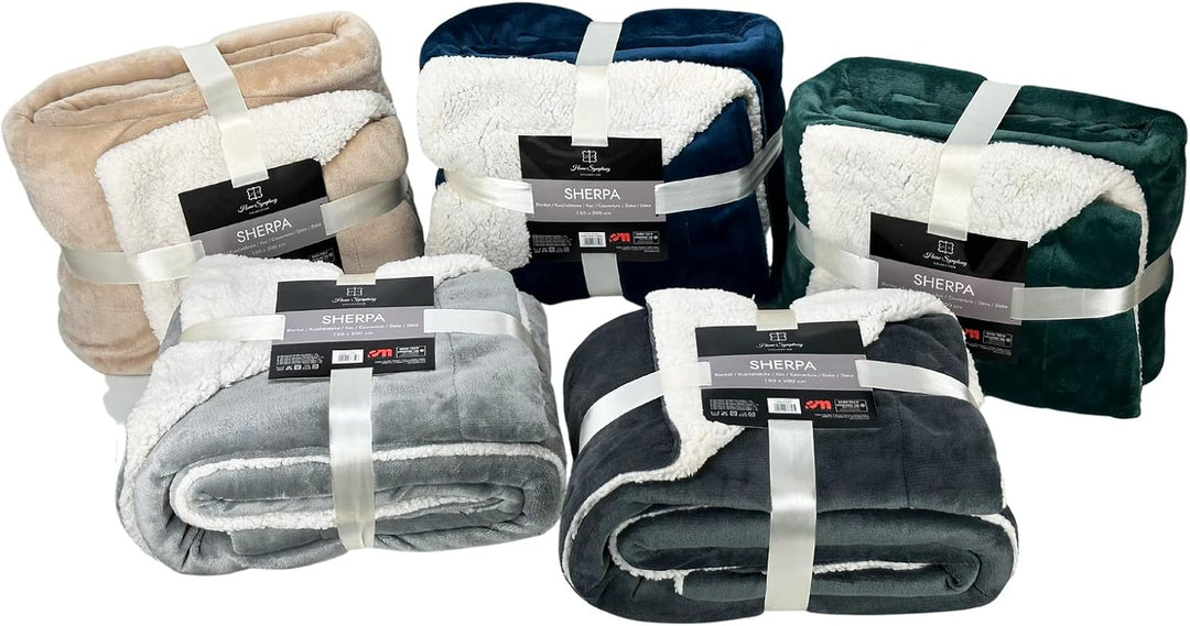 Euromat Sherpa Mikrofaserdecke, Flanell Kuscheldecke, Wohndecke, Bettüberwurf 150x200 cm (Beige), Be