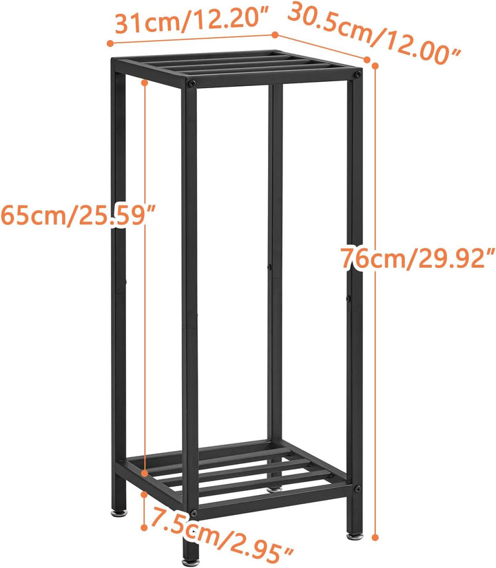 IBUYKE 2 Etagen Pflanzenregal Blumenständer, 76cm Hoch Metall Pflanzenständer, Modern Quadratische B