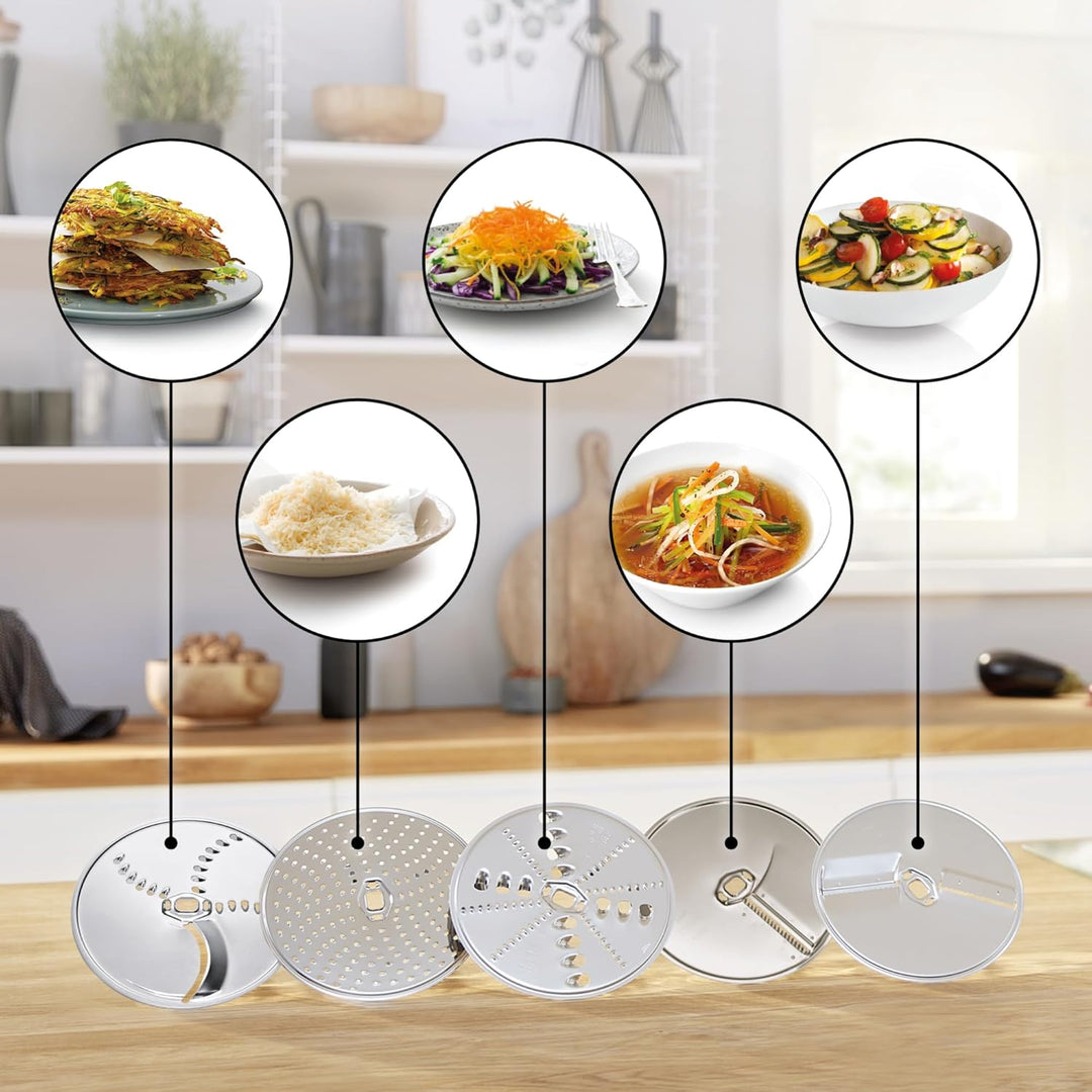 Bosch Zubehör-Set VeggieLove MUZ5VL1, Durchlaufschnitzler inklusive 5 Scheiben (Schneid-Wende-Scheib