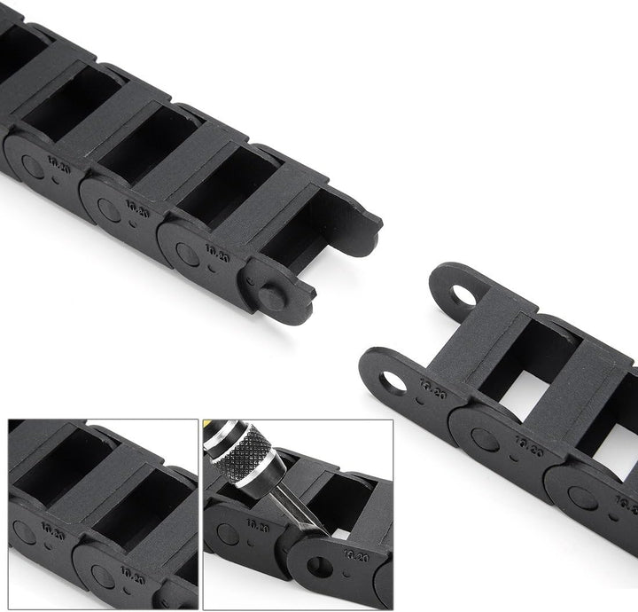 sourcing map R18 10mm x 20mm Schwarz Kunststoff Kabelschlepp Kette Draht Träger 1M Länge CNC