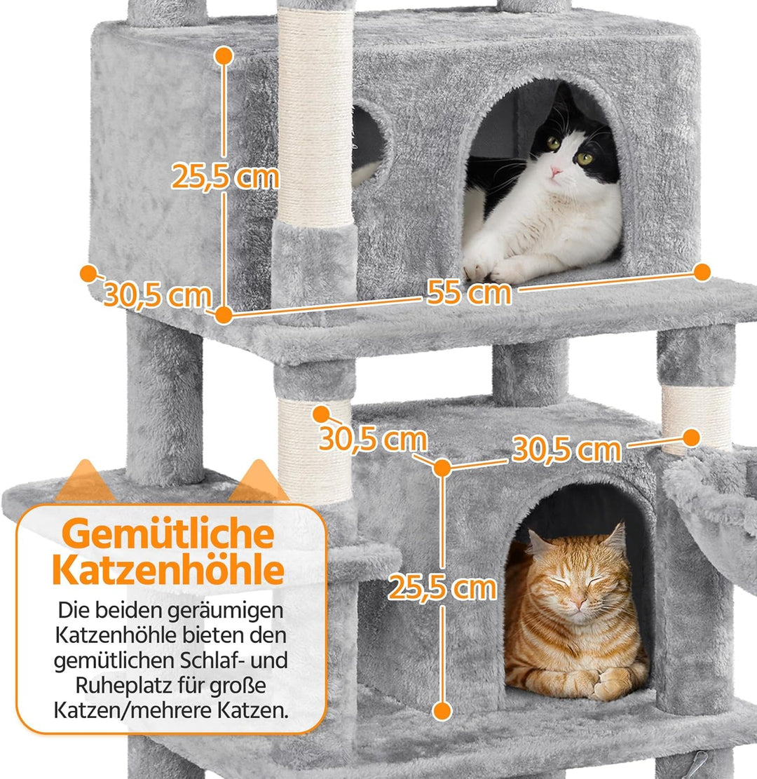 Yaheetech Kratzbaum 170 cm Katzenbaum XL Stabiler Katzenkratzbaum Kletterbaum für Katzen, mit Aussic