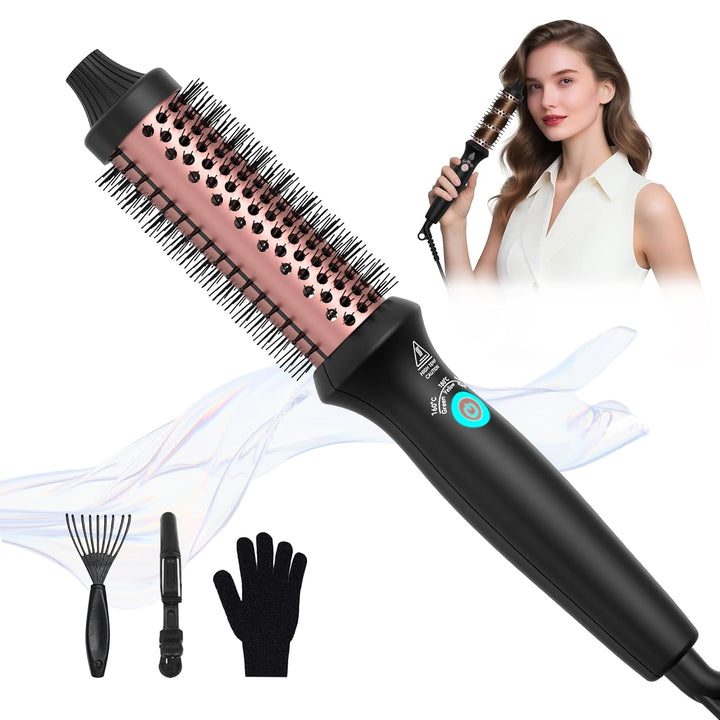 UKLISS Thermal Brush 3 in 1 - Thermobürste Wärmebürste 32mm, Rundbürste 160-204℃, Lockenbürste Doubl