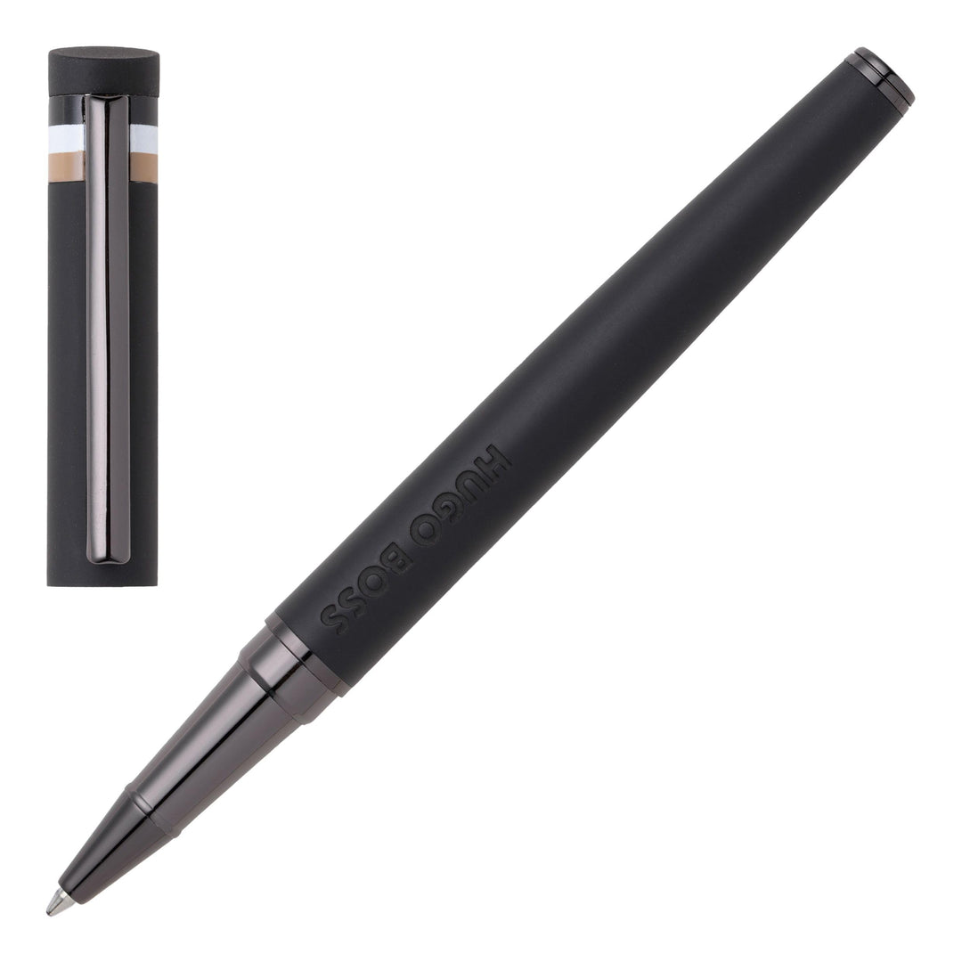 Hugo Boss Tintenroller Loop Iconic aus Messing hergestellt, Farbe: Schwarz/Dunkelgrün, Abmessungen: