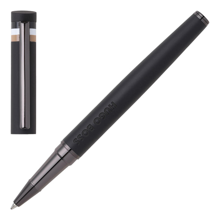 Hugo Boss Tintenroller Loop Iconic aus Messing hergestellt, Farbe: Schwarz/Dunkelgrün, Abmessungen: