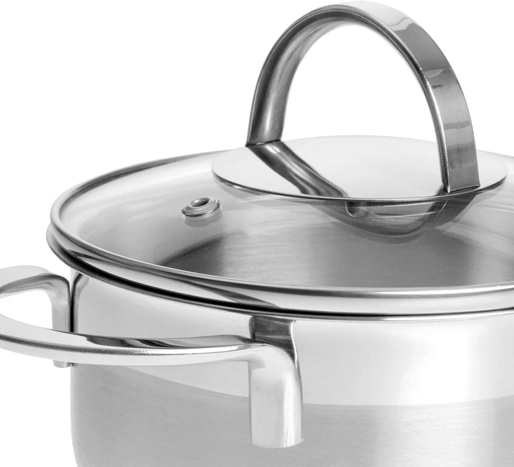 GRÄWE Kochtopf inkl. Glasdeckel, 750 ml, Spülmaschinengeeignet, Topf für Induktion, klein, Edelstahl