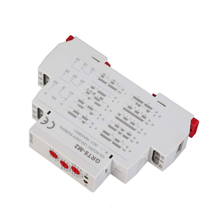 Verzögerungsrelais AC/DC 12V-240V Zeitrelais mit 10 Funktionen für DIN-Schienenmontage GRT8-M2 AC/DC