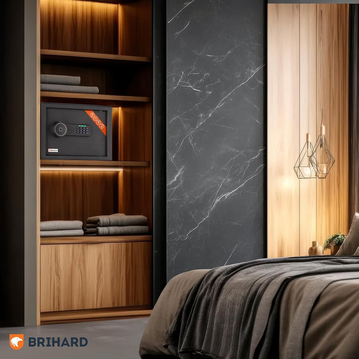 Brihard Biometrischer Safe E14602B – 2-in-1 Digitale Tastatur und Fingerabdruck – Home Tresor 25 cm