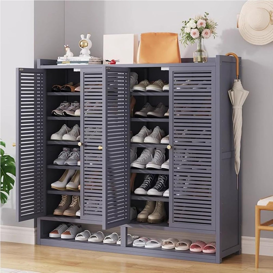 Generisch Schuhschrank Holz mit Korbgeflecht-Türen Moderner Bambus Schuhschränke Schuhschrank Schmal
