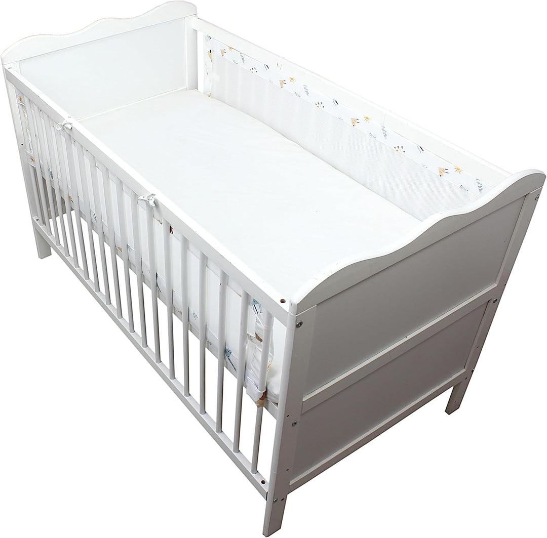 TupTam Bettumrandung Babybett 3D Mesh Nestchen – Gitterstäbe Schutz Netz 2er, Farbe: Safariwelt, Grö