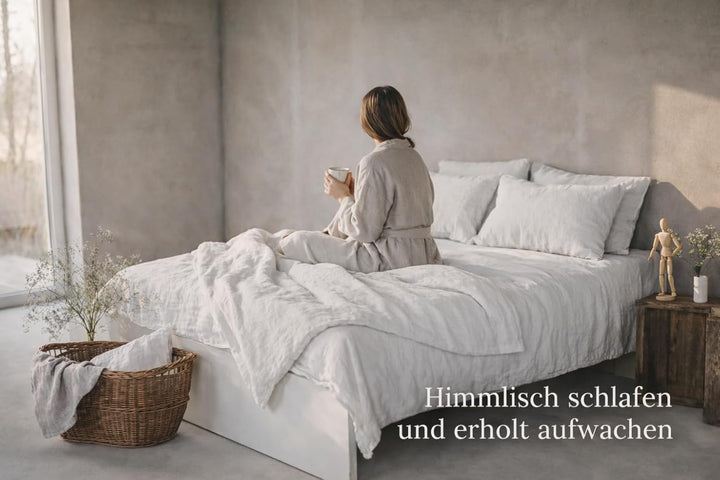 Kissenbezug 100% Leinen Stonewashed – Natur Kopfkissenhülle, Weich, Atmungsaktiv & Langlebig Off Whi
