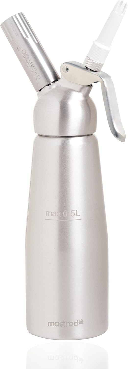 MASTRAD - 0,5 l Siphon-Sahne-Saucen Chantilly Hot oder Cold Foams - Abnehmbarer Kopf - Ultrabeständi