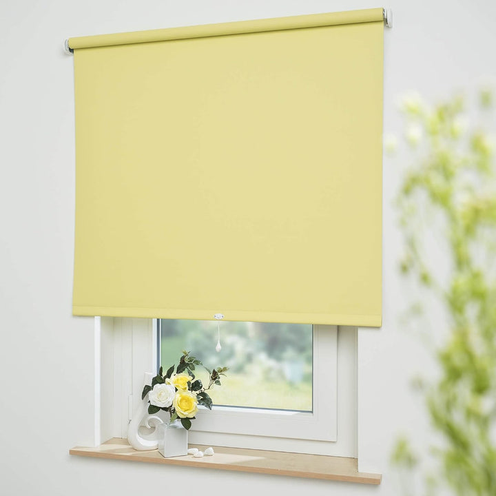 Liedeco® Rollo, Spring-, Schnapprollo / 152 x 180 cm (Breite x Höhe), gelb/Verdunkelnd, Abdunkelnd,