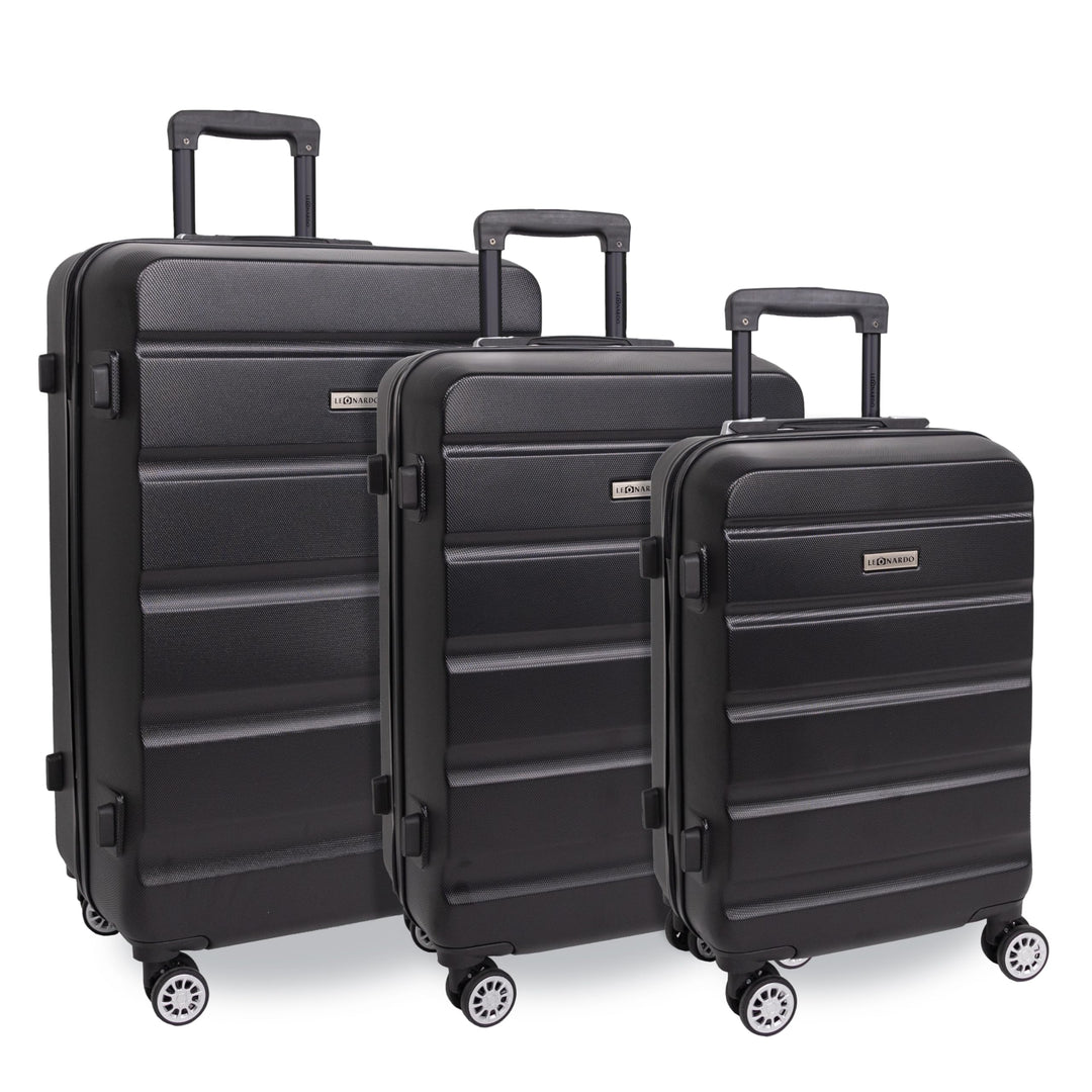 Leonardo® Kofferset 3 teilig | Koffer mit TSA-Schloss | Reisekoffer | Reisetasche mit 4 Doppelten Ro