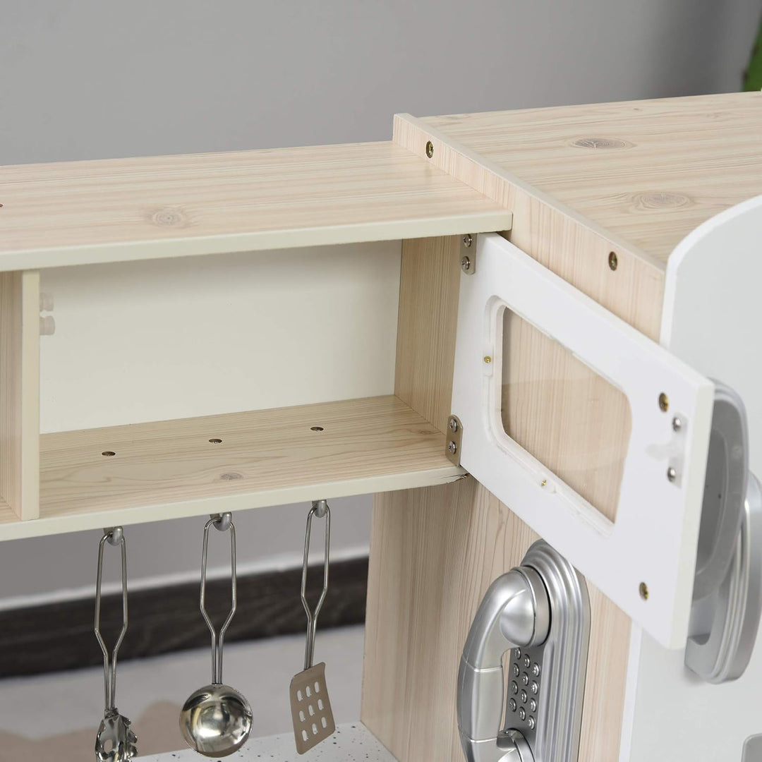 HOMCOM Kinderküche mit Ofen Spüle Kühlschrank für Kinder ab 3 Jahren Weiss | Spielküche, Puppenküche