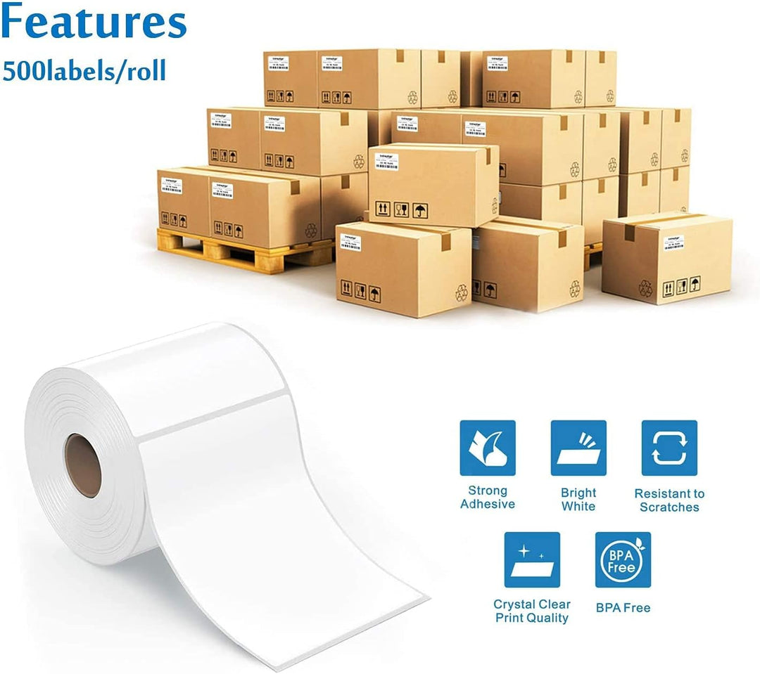 Phomemo 4"x6" Thermal Direct Shipping Etikett,500 Stk 4x6 selbstklebendes Thermo-Versandetikettenpap