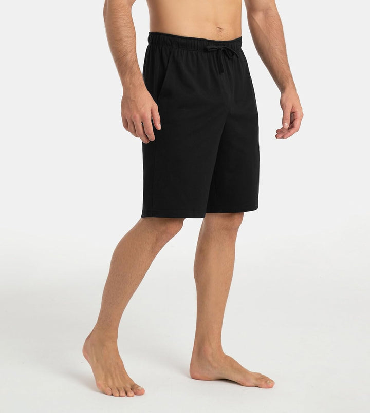 LAPASA Herren Pyjama Shorts mit Taschen, 2er Pack Pyjamahose Schlafshorts Baumwolle kurze Schlafanzu