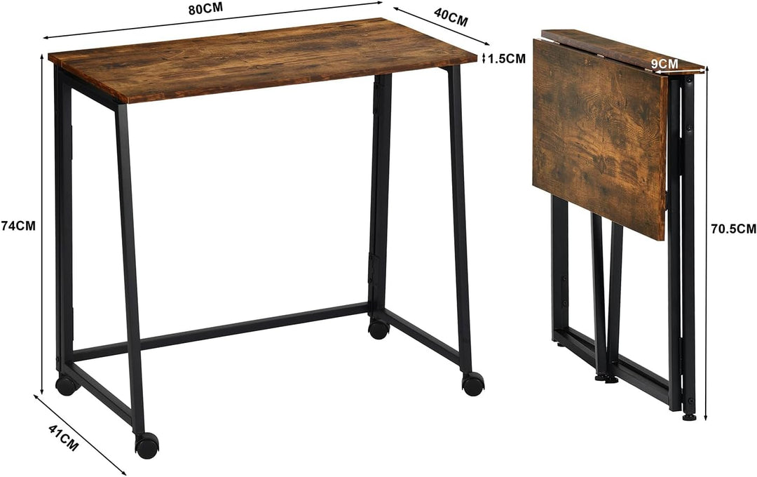 MEUBLE Cosy Klapptisch mit Rollen, Multifunktionaler Faltbar Tisch für Wohnzimmer, Einfacher Aufbau,