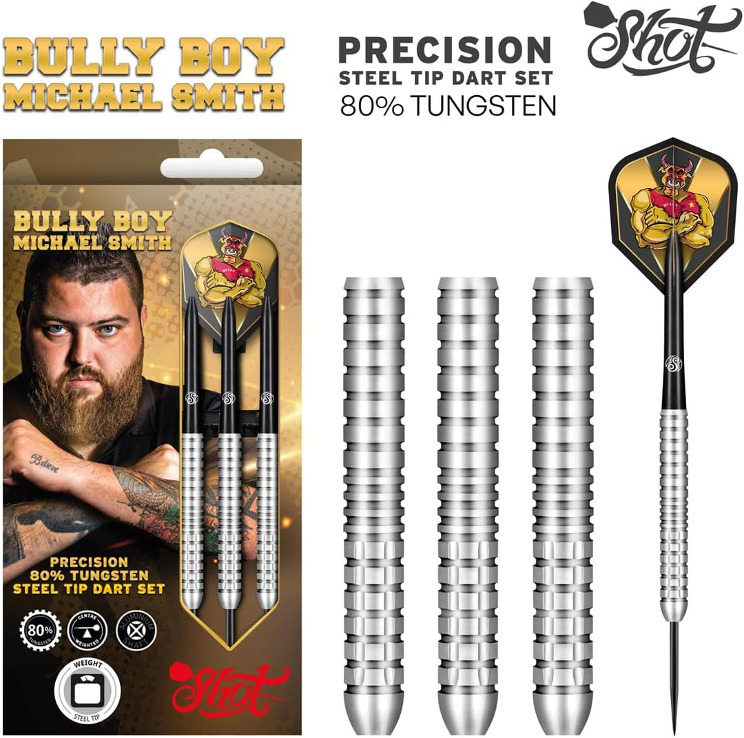 Shot! Steel Darts Michael Smith Bully Boy Precision 80% Tungsten Steeltip Darts Steeldart Hochwertig