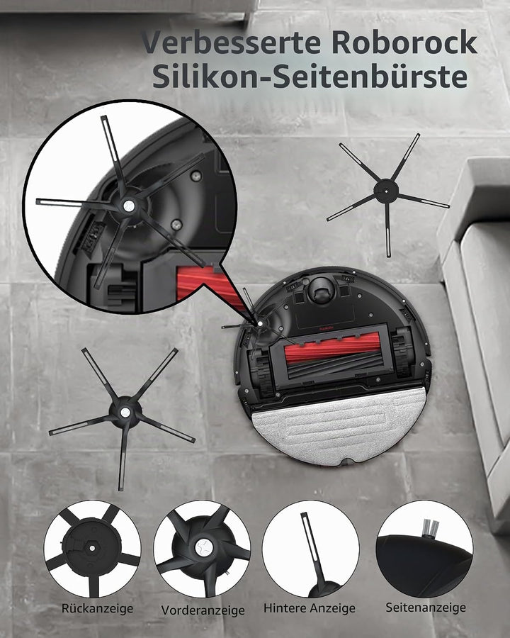 21pcs Ersatzteile für Roborock S8 Pro Ultra Zubehör mit 6 Wischtücher, 6 Seitenbürsten, 4 Staubbeute