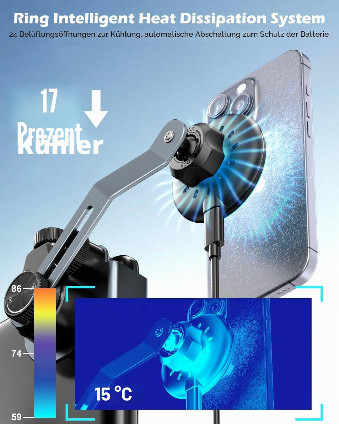 CloudValley Qi2 15W Magnetische Handyhalterung mit Wireless Charger für Tesla Model Y/3, Ausziehbare