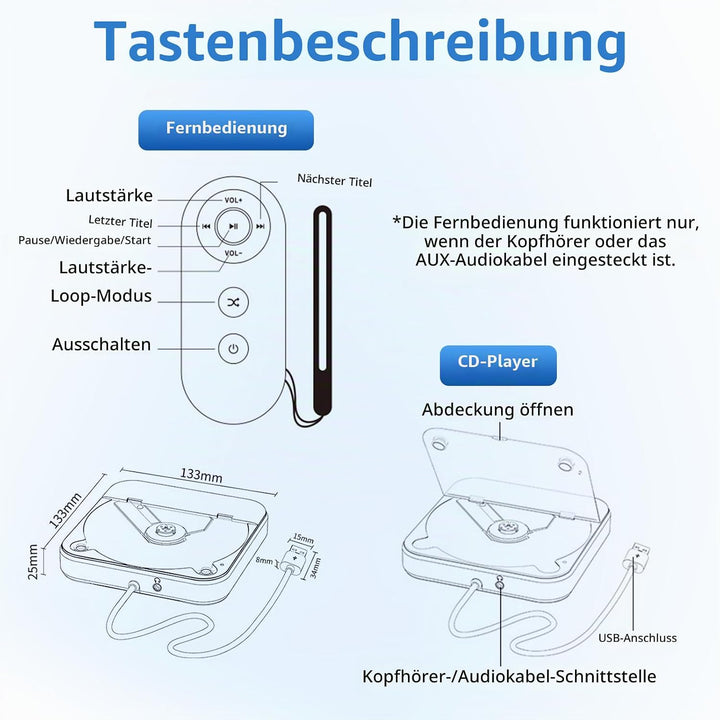 Auto CD Player Laufwerk mit USB-Anschluss - Extern Universal CD Player