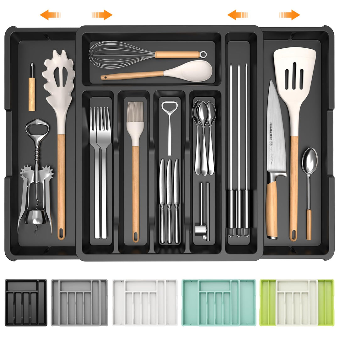 iDavosic.ly Besteckkasten für Schubladen, Erweiterbarer Besteckeinsatz für Schubladen Cutlery 0rgani