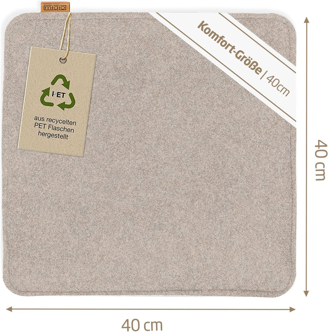 Miqio Design Sitzkissen Rechteckig aus Filz mit Antirutschnoppen | Nachhaltig aus recycelten PET Fla