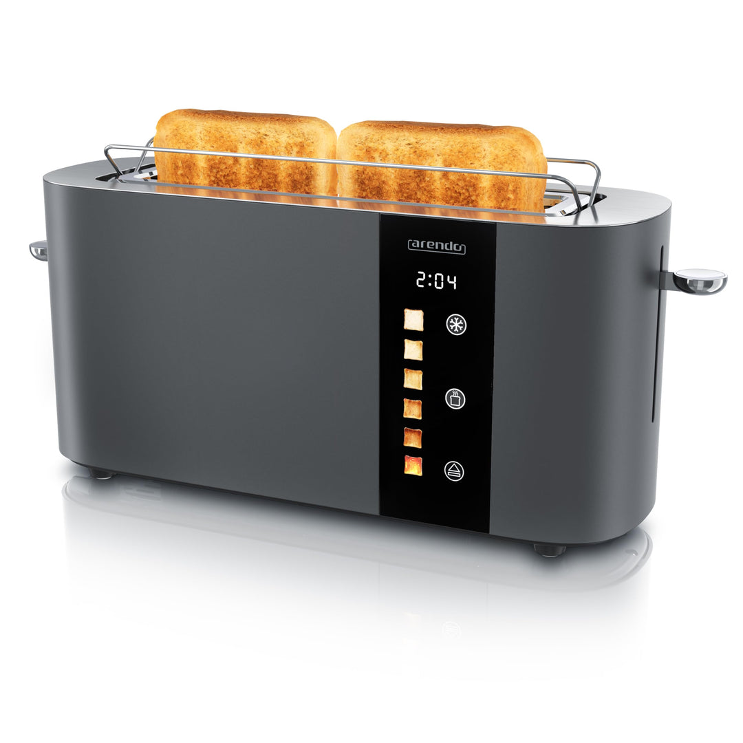 Arendo - Edelstahl Toaster 2 Scheiben Langschlitz - Touchscreen – Doppelwandgehäuse – Integrierter B