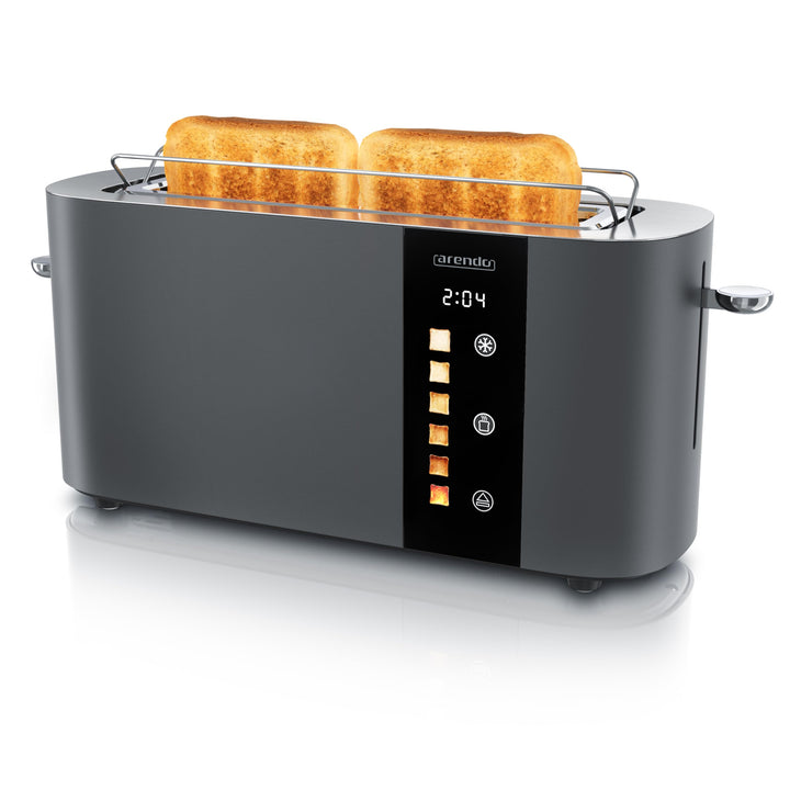 Arendo - Edelstahl Toaster 2 Scheiben Langschlitz - Touchscreen – Doppelwandgehäuse – Integrierter B