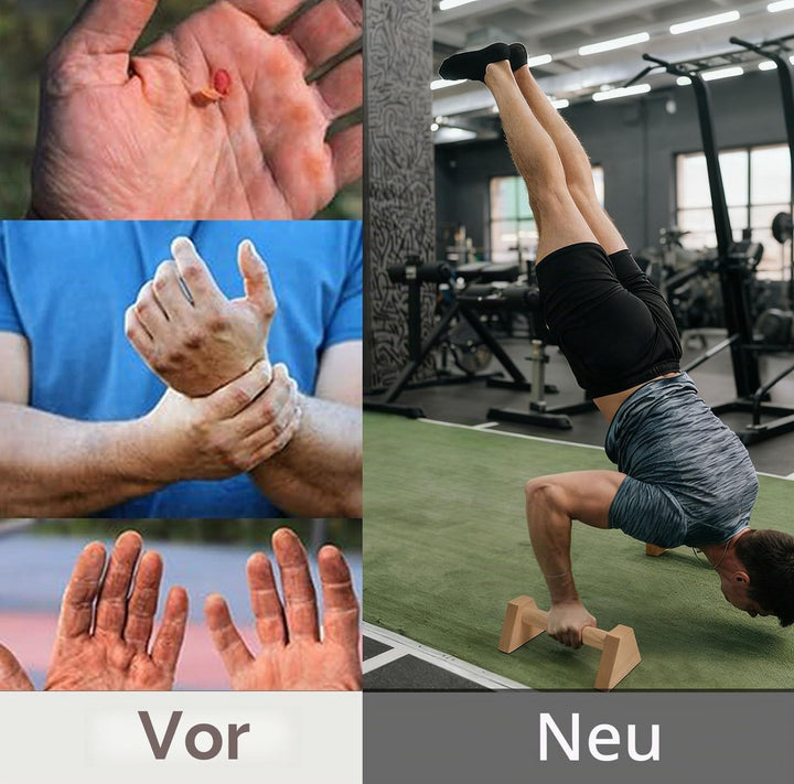 Liegestützgriffe, 2 Push Up Bars, Handstandstange, Holz Parallettes, mit Zwei Abnehmbaren Griffschla