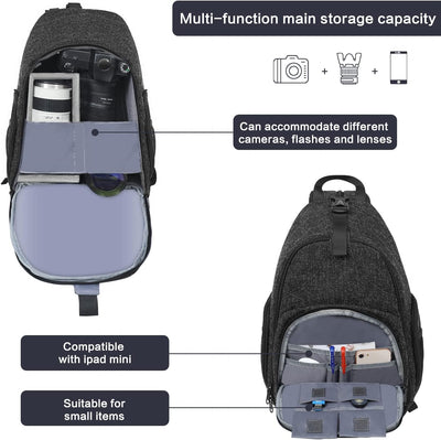 MOSISO Kameratasche Sling Rucksack,DSLR/SLR/Spiegellos Fotografie Wasserdichte Kameratasche Crossbod