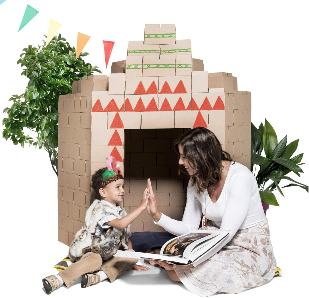 Gigi Bloks 200 Teile XXL Bausteine Aus Pappe Set, Grosse Bausteine Für Kinder Mit Verriegelungssyste