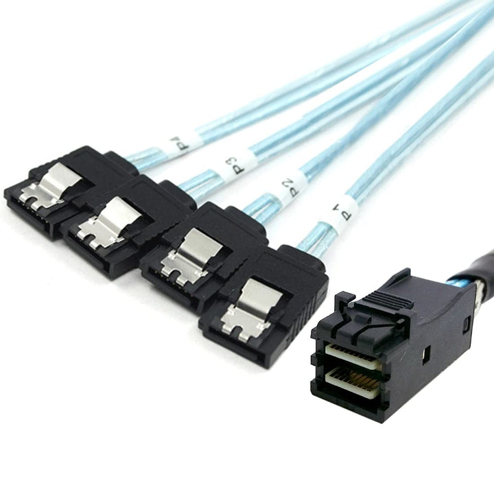chenyang Mini SAS SFF-8643 1 zu 4 SATA 7Pin Festplatte 6Gbit/s Data Server RAID Kabel 0.5M SFF-8643